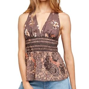 BRAND NWT Free People XS Brinkley Smocked Tank Top